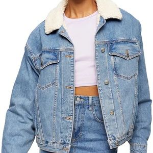TOPSHOP SHEARLING DENIM JACKET